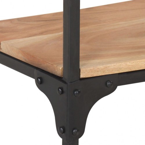 Sofabord i massivt akacietræ med hylde - 90 × 30 × 40 cm, industrielt design