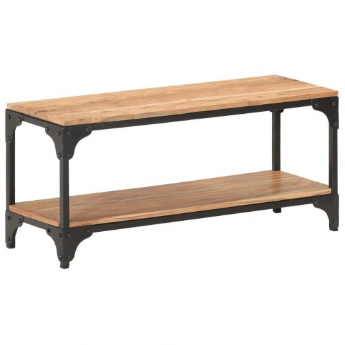 Sofabord i massivt akacietræ med hylde - 90 × 30 × 40 cm, industrielt design
