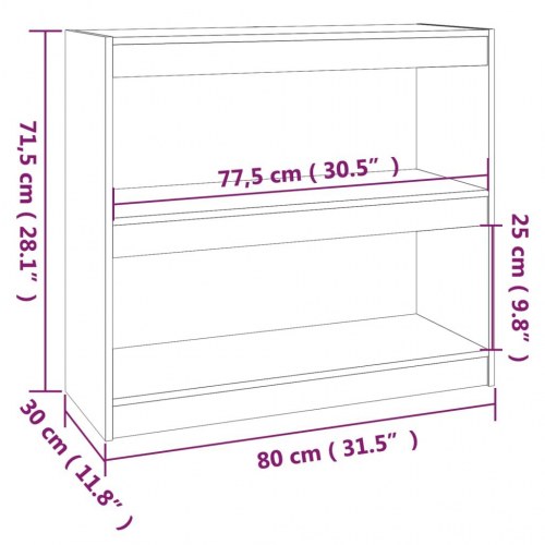 Bogreol/rumdeler 80x30x71,5 cm fyrretræ sort