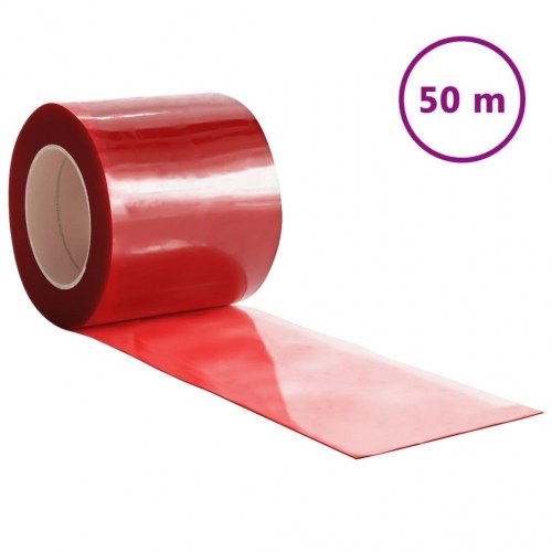 Bændelgardin i PVC 200 mm x 1,6 mm 50 m - rød
