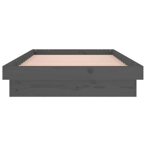Sengeramme med LED-lys 90x200 cm massivt træ grå
