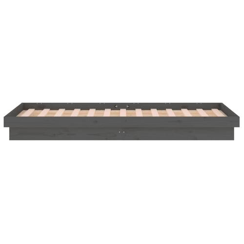 Sengeramme med LED-lys 90x200 cm massivt træ grå