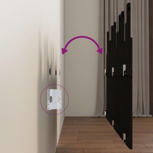 Sengegavl 146,5x3x80 cm massivt fyrretræ sort