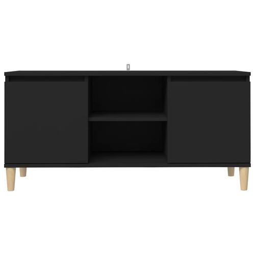 Tv-bord med massive træben 103,5x35x50 cm sort