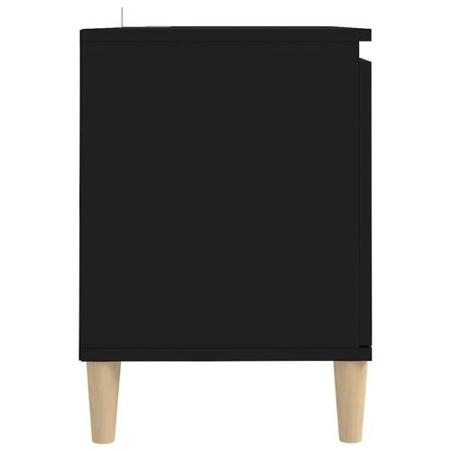 Tv-bord med massive træben 103,5x35x50 cm sort