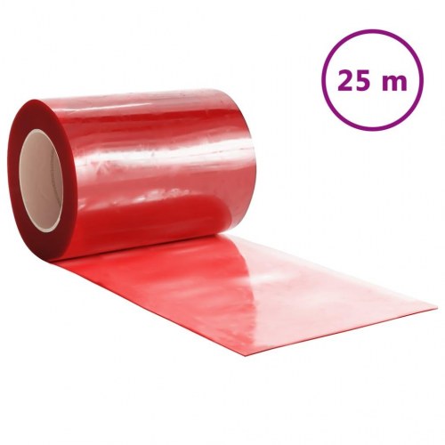 Bændelgardin i PVC 300 mm x 2,6 mm 25 m - rød
