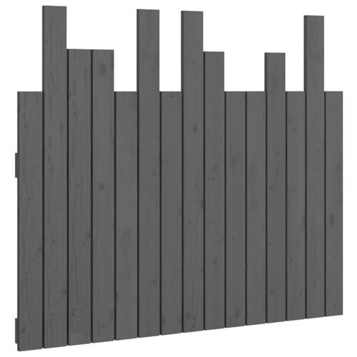 Sengegavl 95,5x3x80 cm massivt fyrretræ grå