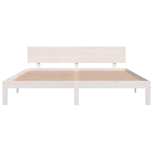 Sengestel 180x200 cm Super King massivt fyrretræ hvid