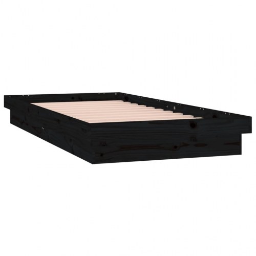 Sengeramme med LED-lys 90x200 cm massivt træ sort