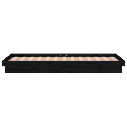 Sengeramme med LED-lys 90x200 cm massivt træ sort