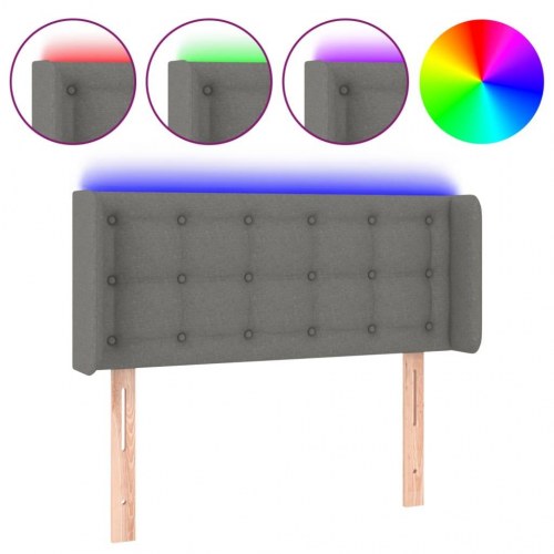 Sengegavl med LED-lys 93 x 16 x 78/88 cm - mørkegrå
