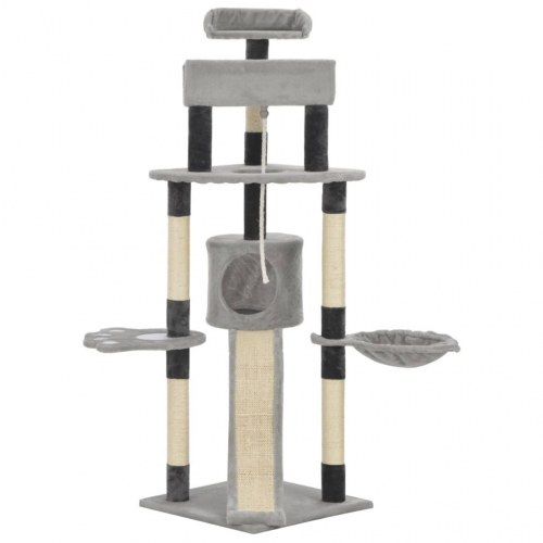 Kattetræ med sisal-kradsestolper 145 cm grå