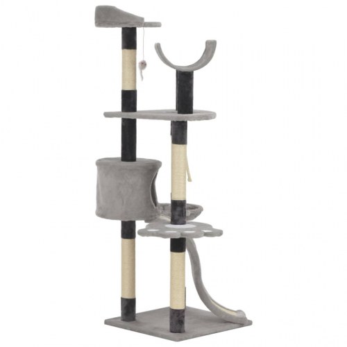 Kattetræ med sisal-kradsestolper 145 cm grå
