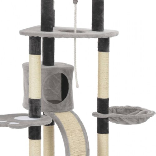Kattetræ med sisal-kradsestolper 145 cm grå