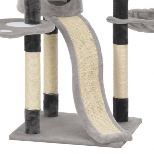 Kattetræ med sisal-kradsestolper 145 cm grå