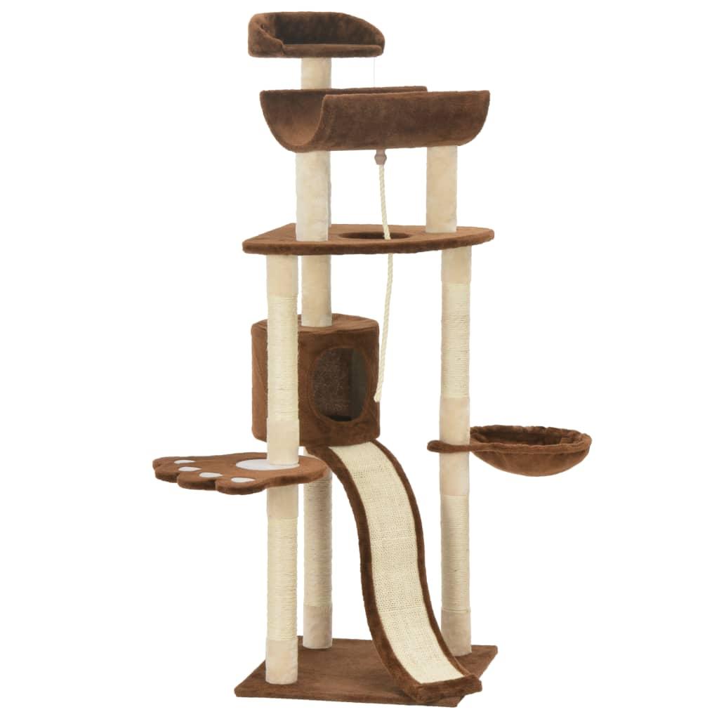 Kattetræ med sisal-kradsestolper 145 cm brun