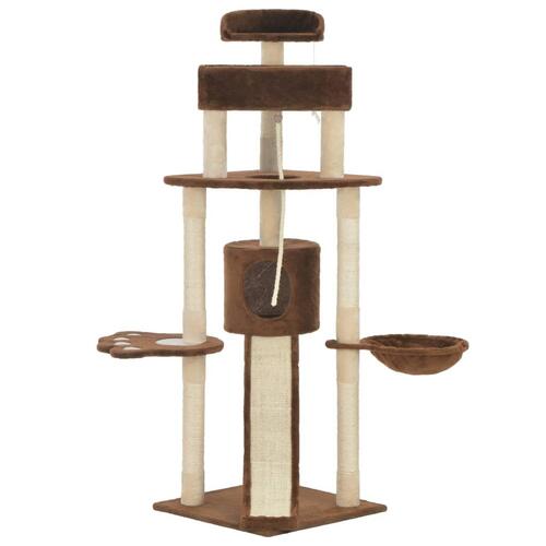 Kattetræ med sisal-kradsestolper 145 cm brun