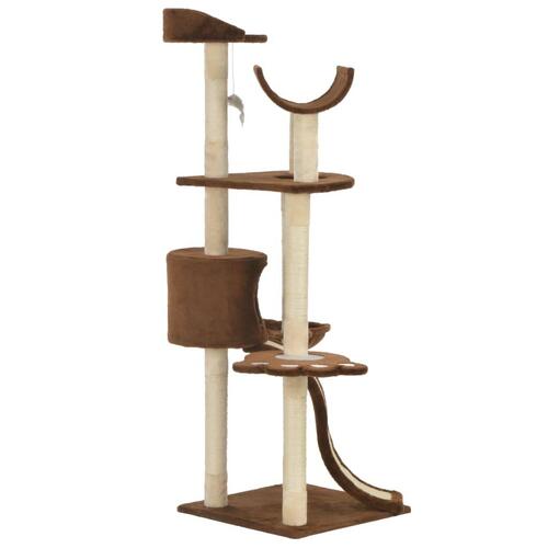 Kattetræ med sisal-kradsestolper 145 cm brun