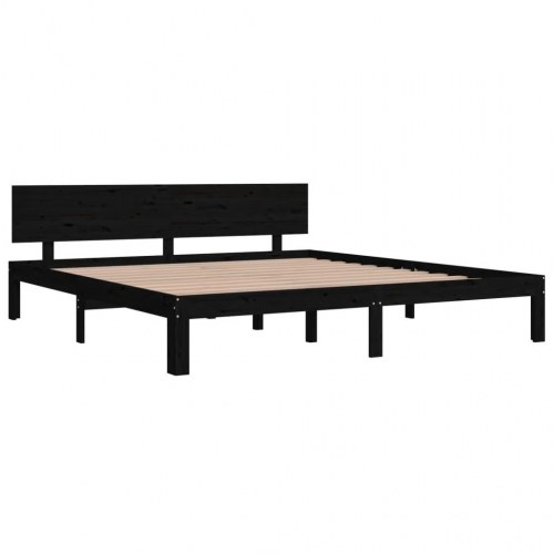 Sengestel 180x200 cm Super King massivt fyrretræ sort