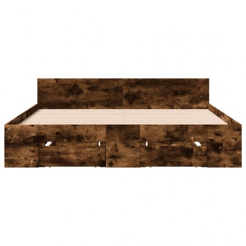 Sengeramme med skuffer 120 x 190 cm - røget eg