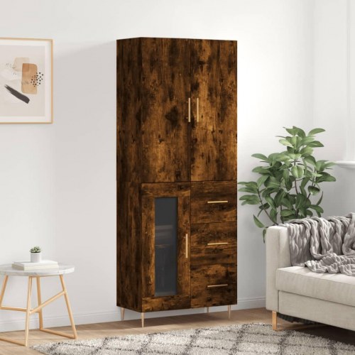 Højskab 69,5x34x180 cm konstrueret træ røget egetræsfarve
