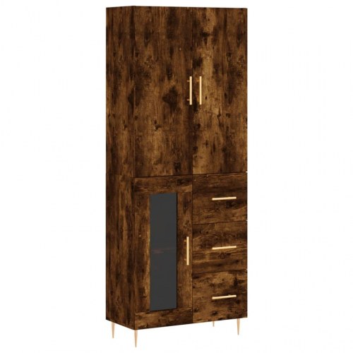 Højskab 69,5x34x180 cm konstrueret træ røget egetræsfarve