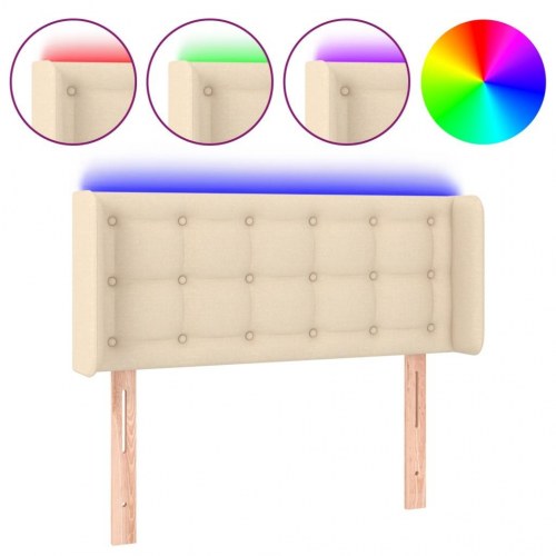 Sengegavl med LED-lys 93 x 16 x 78/88 cm - cremefarvet