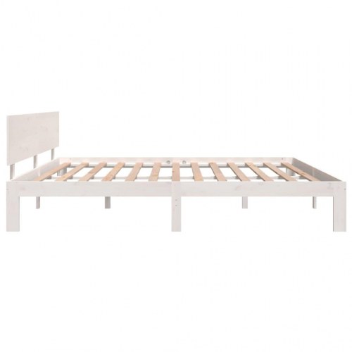 Sengeramme 200 x 200 cm i massivt fyrretræ - hvid