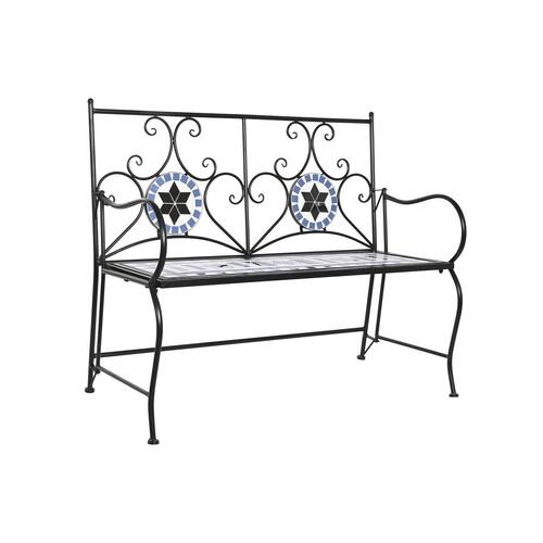 Bænk Keramik Mosaik Sort Metal Multifarvet (111 x 54 x 88 cm)
