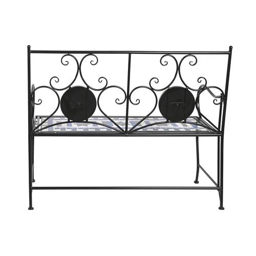 Bænk Keramik Mosaik Sort Metal Multifarvet (111 x 54 x 88 cm)