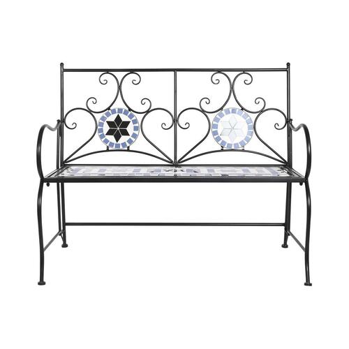 Bænk Keramik Mosaik Sort Metal Multifarvet (111 x 54 x 88 cm)