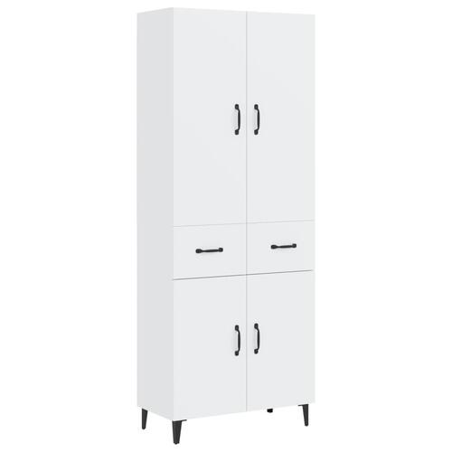 Højskab 69,5x34x180 cm konstrueret træ hvid