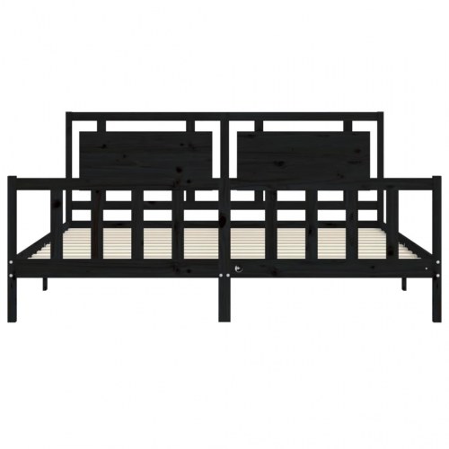 Sengeramme med sengegavl 180x200 cm massivt træ sort