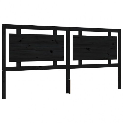 Sengeramme med sengegavl 180x200 cm massivt træ sort