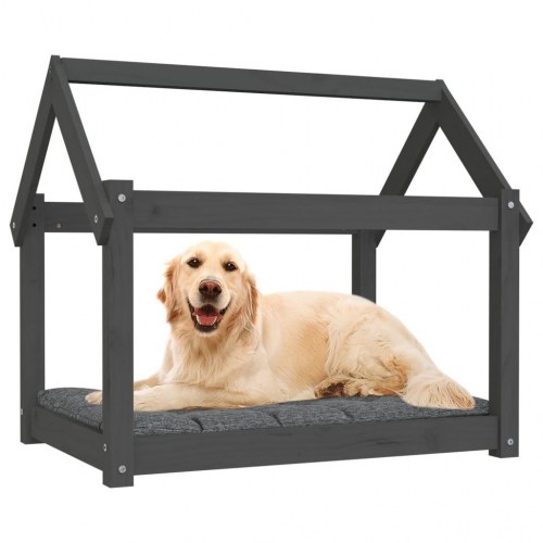 Hundeseng i træ 81 × 60 × 70 cm - grå massivt fyrretræ