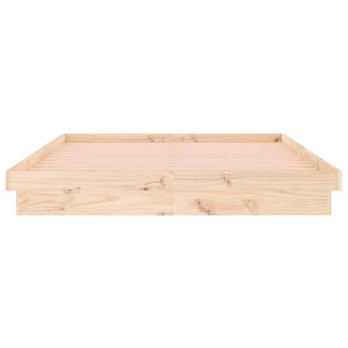 Sengeramme med LED-lys 140x190 cm massivt træ