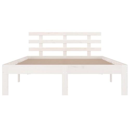 Sengeramme 135x190 cm dobbelt massivt fyrretræ hvid