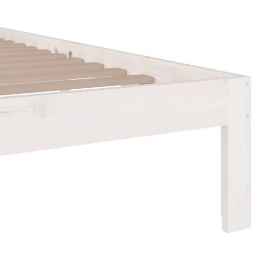 Sengeramme 135x190 cm - dobbelt i massivt fyrretræ, hvid