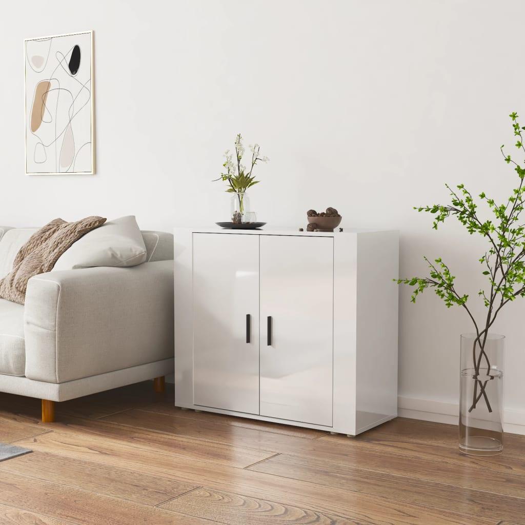 Skænk 80x33x70 cm konstrueret træ hvid højglans