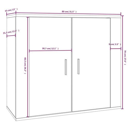 Skænk 80x33x70 cm konstrueret træ sonoma-eg