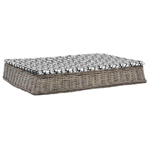 Hundeseng med hynde 110 x 75 x 15 cm grå naturpil fladt design