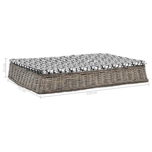 Hundeseng med hynde 110 x 75 x 15 cm grå naturpil fladt design
