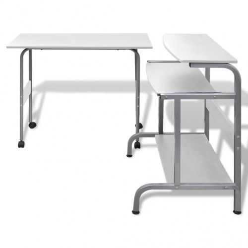 Todelt skrivebord og computerbord hvid