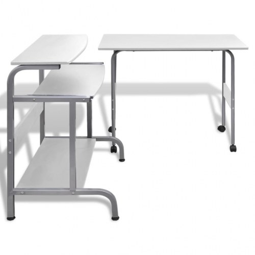 Todelt skrivebord og computerbord hvid