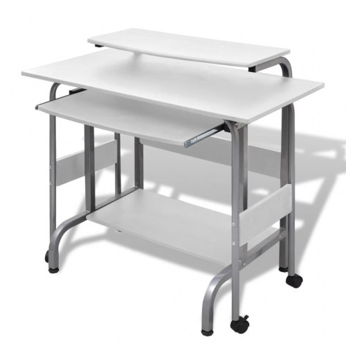 Todelt skrivebord og computerbord hvid