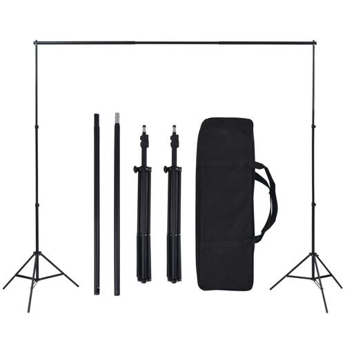 Fotostudiesæt med softbox-lys, baggrunde og en reflektor