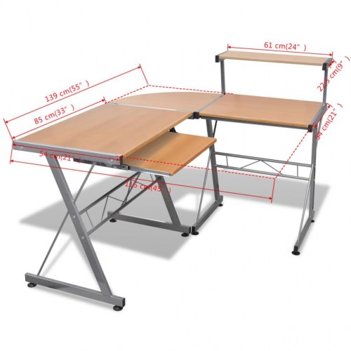 Skrivebord 139x115cm i brun