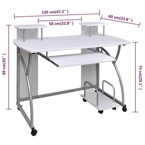 Computer bord Gräsö 120x60cm hvid