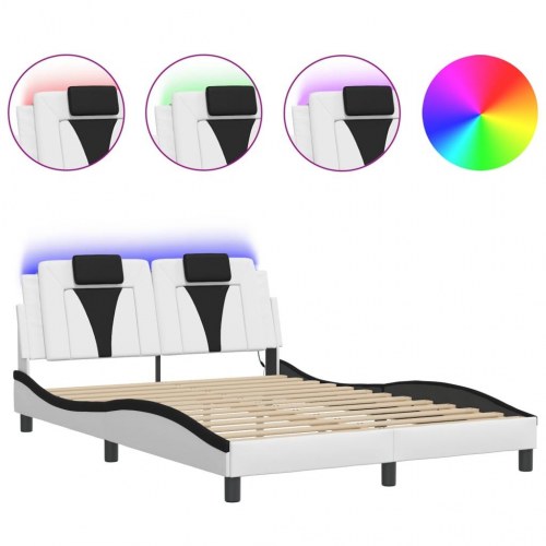 Sengeramme Viana med LED uden madras 140 x 200 cm - hvid/sort