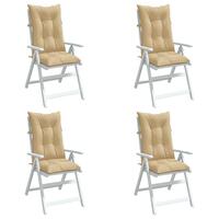 Stolehynder med høj ryg 4 stk. 120x50x7 cm stof beige